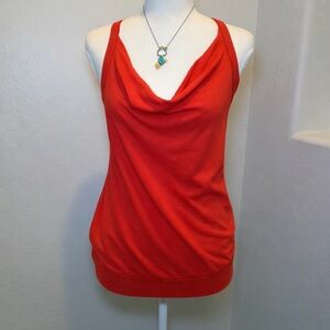 Splendid Soft Draped Cowl Neck Racerback Tank Top Orange Size M